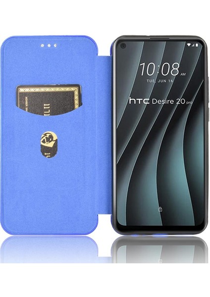 Htc Desire 21 Pro Için Kılıf Tam Koruma Kartı Ekleme Manyetik Fiber (Yurt Dışından)