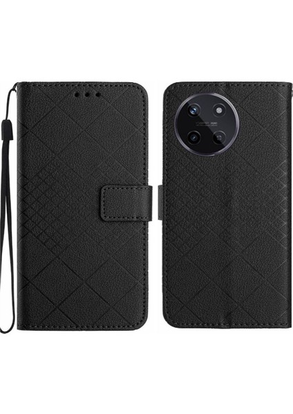 Realme 11 4g Elmas Için Flip Case El Kayışı Manyetik Kapak ile Kabartmalı (Yurt Dışından)