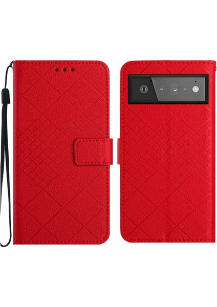 Google Piksel 6 Için Flip Case Manyetik Kapak Elmas El Pu ile Kabartmalı (Yurt Dışından)