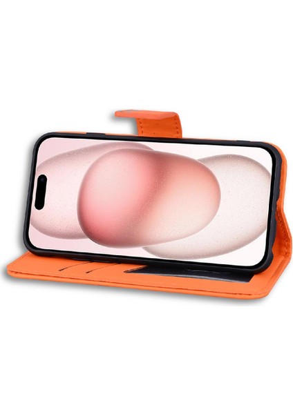 IPhone 15 Için Flip Case Artı Deri Kılıf Kapak Çevirin Cüzdan Basit (Yurt Dışından)