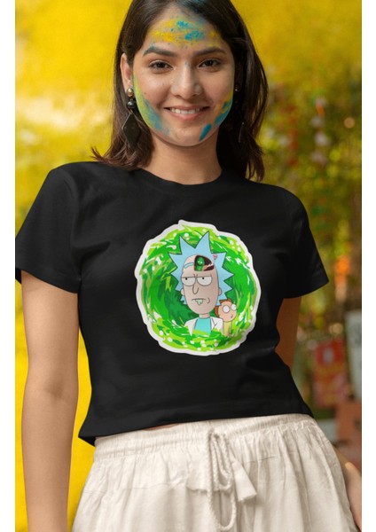 Morty Baskılı Crop Top, Kadın Tv Dizi Baskılı Crop Bluz modelleri