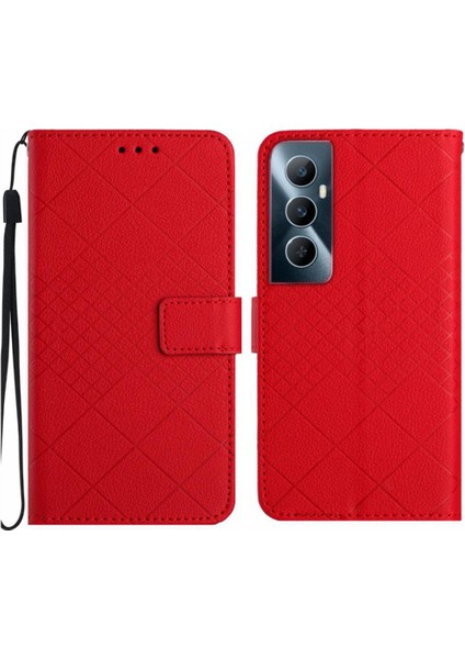 Realme C65 Için Flip Case 4g Elmas Kabartmalı Manyetik Kapak Cüzdan Pu ile (Yurt Dışından)