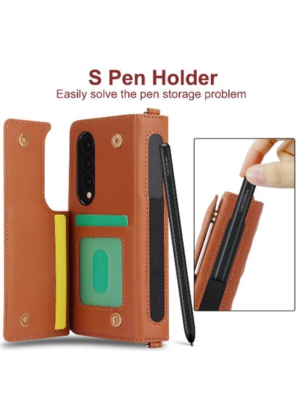 Samsung Galaxy Z Için Kılıf Fold 4 Premium Koruma Anti Hırsızlık Fırça Standı (Yurt Dışından)