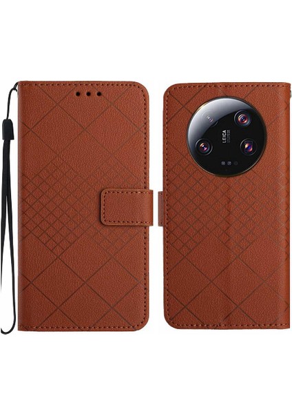 El Kayışı Elmas ile Xiaomi 14 Ultra Cüzdan Pu Deri Için Flip Case (Yurt Dışından)