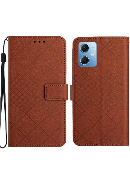 Xiaomi Poco X5 5g Için Flip Case Cüzdan Pu Deri El Kayışı Kartı ile (Yurt Dışından)