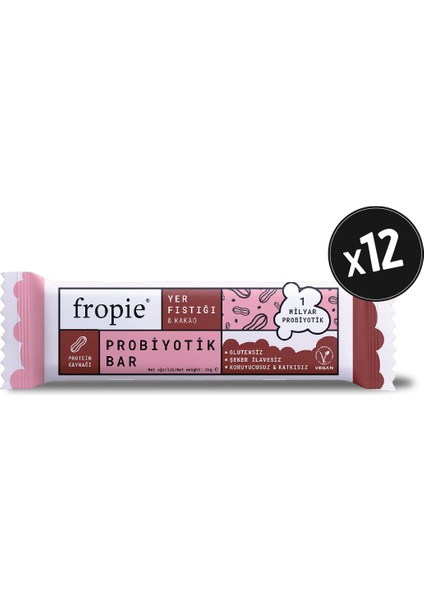 Yer Fıstığı & Kakaolu Probiyotik Bar - 35 g - 12 adet