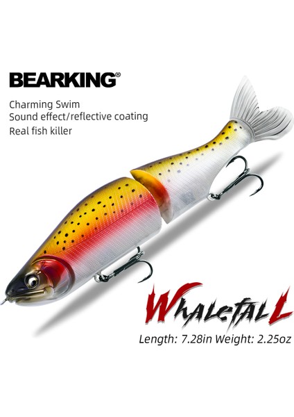 Bir Stil Bearkıng Üst Balıkçılık Yemi G 2.25OZ Eklemli Minnow Wobblers Yumuşak Kuyruklu Abs Gövde Swimbaits Turna ve Levrek Için Yumuşak Yem (Yurt Dışından) fiyatları