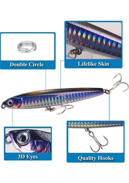 Gümüş Tarzı 18G Kalem Balıkçılık Cazibesi G Yüzen Batan Bas Olta Takımı Lures Yapay Sert Yem 3D Gözler Gerçekçi Minnow Cazibesi (Yurt Dışından)