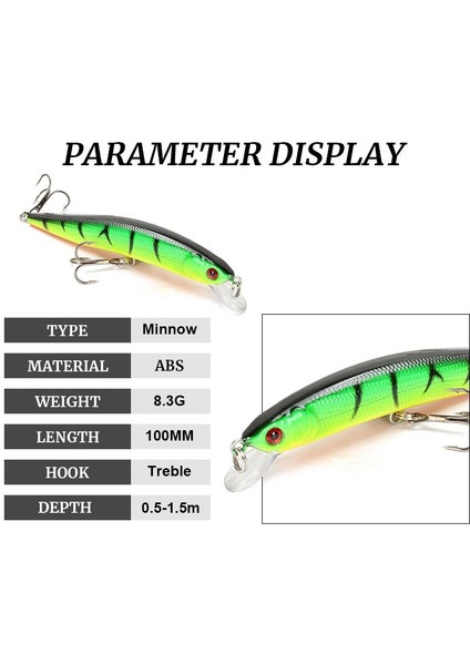 No.9 Stili 1 Adetgrup Balıkçılık Cazibesi 3D Gözler Yüzen Minnow Yapay Lazer Wobblers 10 cm 8.3g Crankbait Sert Plastik Olta Takımı Pesca (Yurt Dışından) fırsatları