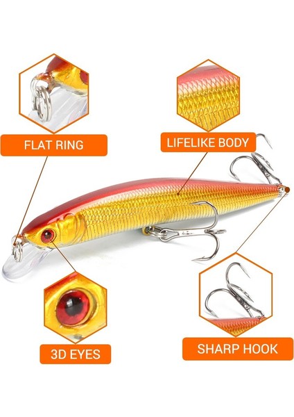 No.9 Stili 1 Adetgrup Balıkçılık Cazibesi 3D Gözler Yüzen Minnow Yapay Lazer Wobblers 10 cm 8.3g Crankbait Sert Plastik Olta Takımı Pesca (Yurt Dışından) indirimleri