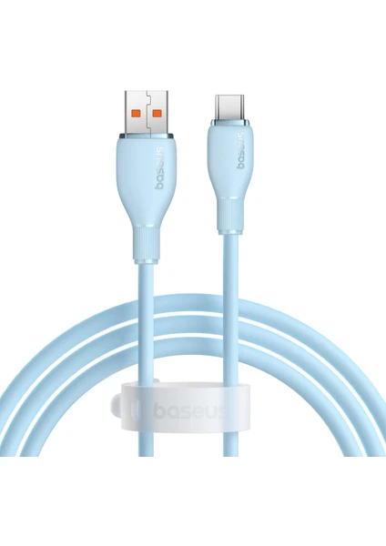 Pudding Serisi Usb to Type-C kablo 100 Watt 100 WATT Samsung , Huaweii , Xiaomi , Oppo uyumlu 6 AMPER Süper Hızlı Şarj ve Data Aktarım Kablosu MAVİ