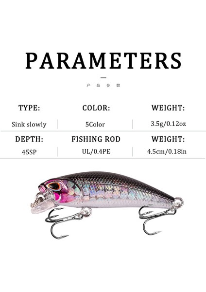 No.1 Stili .5g 4.5 cm Balıkçılık Lures Minnow Wobbler Batan Bas Trolling Yapay Sert Yem Crankbait Sazan Pesca Olta Takımı (Yurt Dışından) indirimleri
