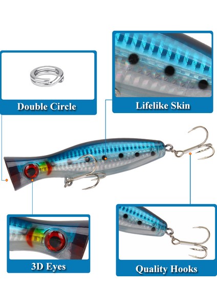 No.7 Tarzı 12.5CM40G Xy-67 Popper Balıkçılık Luya Lures 12.5 cm 40G Topwater Sert Olta Nehir Deniz Simülasyon Yemler 3D Balıklar Artificia G Mücadele (Yurt Dışından)