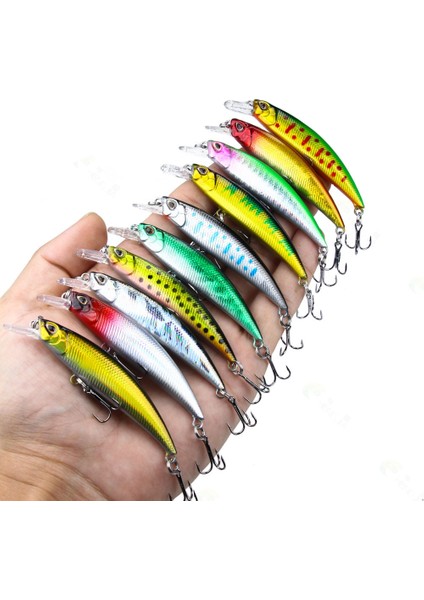 No.10 Stili G 8 cm Balıkçılık Lures Minnow Wobbler Batan Bas Trolling Yapay Sert Yem Crankbait Sazan Pesca Olta Takımı (Yurt Dışından) fiyatları