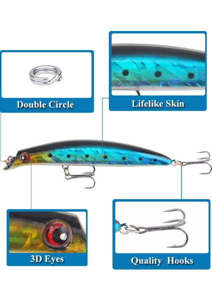 No.8 Tarzı 1 Adet Minnow Balıkçılık Lures 11CM 13G Popper Yem Yapay Sert Yem Yüzen Deniz Balıkçılığı Wobblers Pike Levrek Olta Takımı (Yurt Dışından)