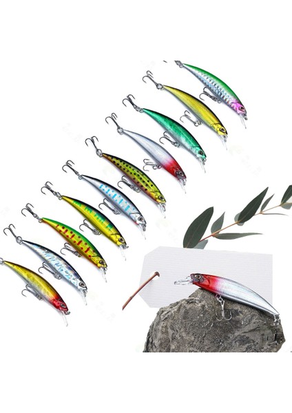 No.10 Stili G 8 cm Balıkçılık Lures Minnow Wobbler Batan Bas Trolling Yapay Sert Yem Crankbait Sazan Pesca Olta Takımı (Yurt Dışından) fırsatları