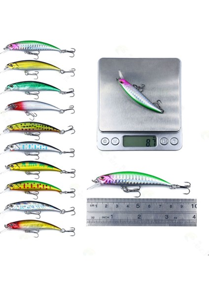 No.10 Stili G 8 cm Balıkçılık Lures Minnow Wobbler Batan Bas Trolling Yapay Sert Yem Crankbait Sazan Pesca Olta Takımı (Yurt Dışından) indirimleri
