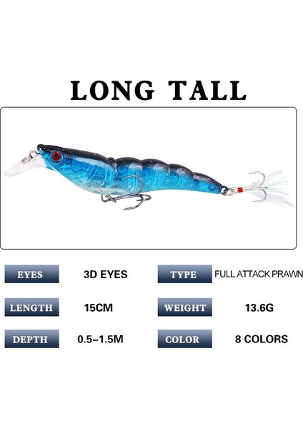 No.6 Stili Kral Karides Cazibesi 13.6g 9.5 cm Balıkçılık Cazibesi Wobbler Karides Sazan Döküm Swimbait Yapay Balıkçılık Sert Yem (Yurt Dışından)