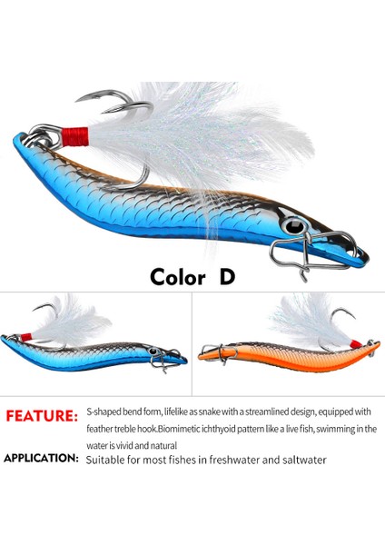 D Tarzı 20G Metal Vıb Leeers Kaşık Lures 7g 10G 15G 20G Yapay Yem Tüy Kanca ile Gece Olta Takımı Bas Pike Levrek (Yurt Dışından)
