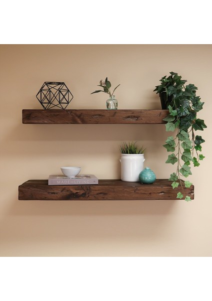 Dekoratif Doğal Ahşap 2’li Takım 50 x 20 x 4 cm (Gizli Aparatlı Raf) fiyatları