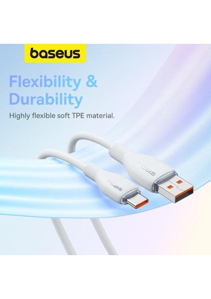 Pudding Serisi Usb to Type-C kablo 100 Watt 100 WATT Samsung , Huaweii , Xiaomi , Oppo uyumlu 6 AMPER Süper Hızlı Şarj ve Data Aktarım Kablosu BEYAZ modelleri