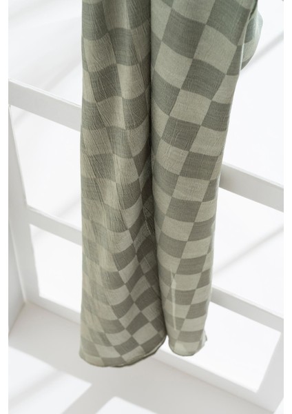 Kadın Dama Desenli Tesettür Jakarlı Şal 185X70 cm