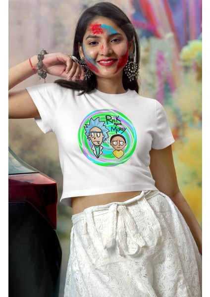 Rick Yazılı Crop Top, Kadın Tv Dizi Baskılı Crop Bluz fiyatları