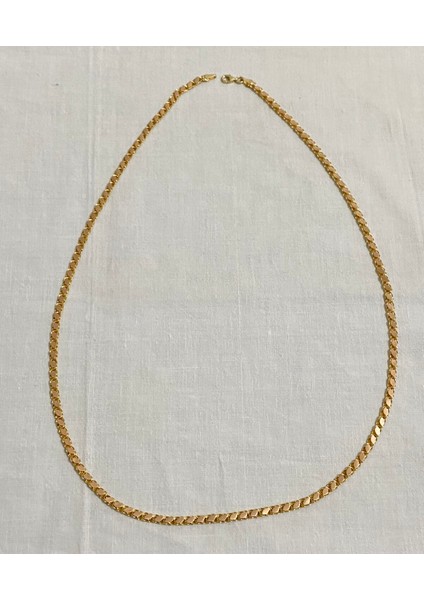 14 Ayar Altın 4 mm Rose Pullu Zincir 65 cm