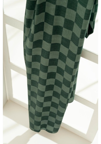 Kadın Dama Desenli Tesettür Jakarlı Şal 185X70 cm