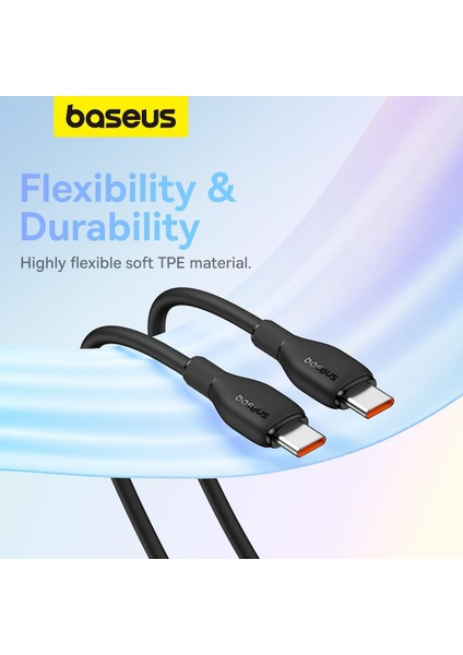 Pudding Serisi Type-C to Type-C 100 Watt Süper Hızlı , Android Uyumlu , İPhone 15 , Macbook , iPad Serileriyle Uyumlu 100W PD Hızlı Şarj ve Data Aktarım Kablosu Siyah