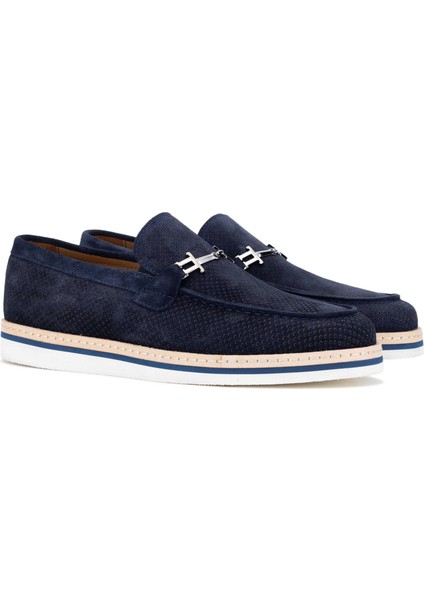 Erkek Deri Lacivert Süet Loafer Ayakkabı 285 3864 Erk Ayk Y/24 Lacı Suet