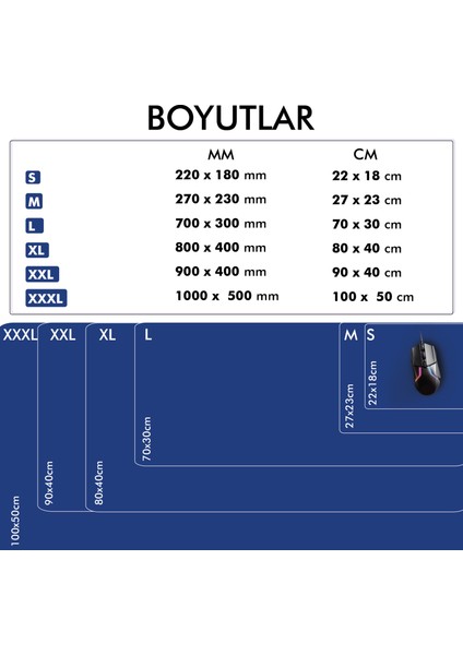 MP05 - 100x50 3xLarge Mavi Gaming Mousepad | Kaymaz Taban, Oyuncu Gamepad,Ev,Ofis,Oyun