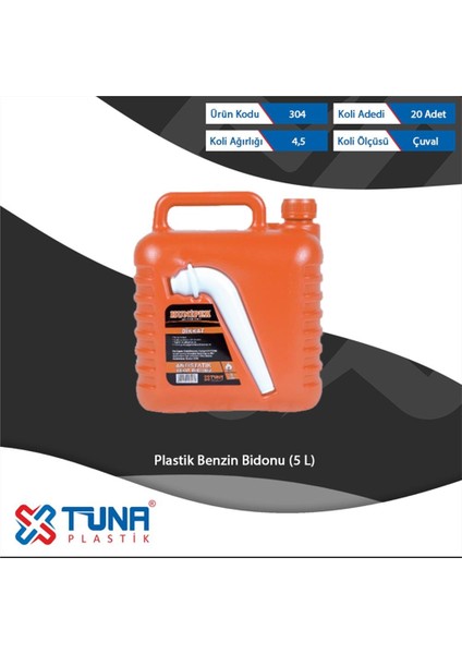 304 Plastik Benzin Bidonu 5 Lt
