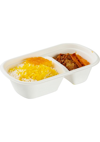 %100 Doğal Şeker Kamışından Üretilmiş Ekolojik 800 ml 2 Bölmeli Kapaklı Tek Kullanımlık Tabak 1 Koli (250 Adet)