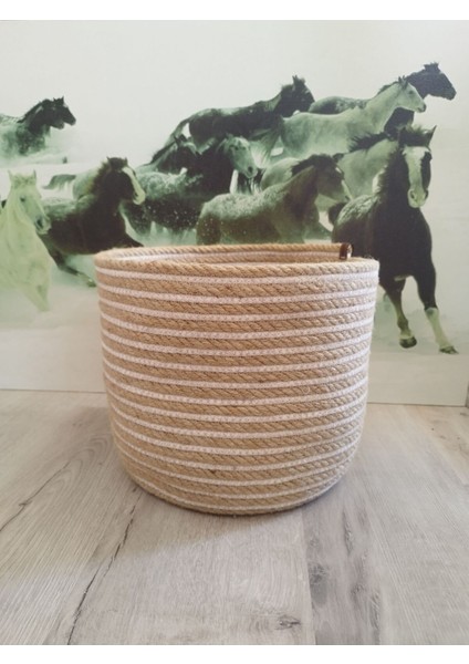 Çok Amaçlı Dekoratif Organizer Jüt Ip Hasır Sepet 25X25