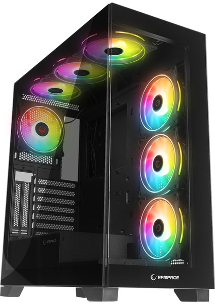 Hydra V3 Black Temperli Camlı Siyah 7*12CM Rgb Fan Atx Mid-T Exclusive Gaming Oyuncu Kasası