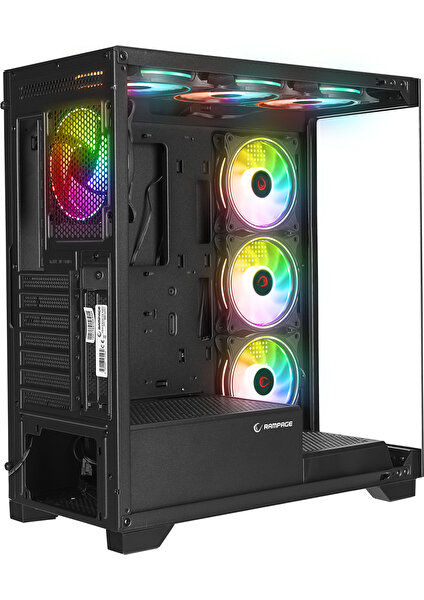 Hydra V3 Black Temperli Camlı Siyah 7*12CM Rgb Fan Atx Mid-T Exclusive Gaming Oyuncu Kasası