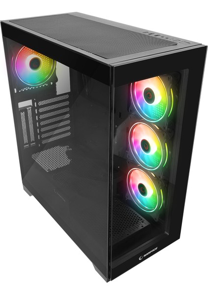 Hydra V3 Black Temperli Camlı Siyah 7*12CM Rgb Fan Atx Mid-T Exclusive Gaming Oyuncu Kasası