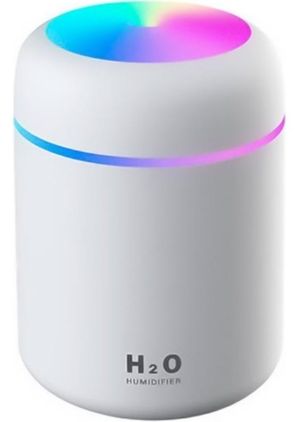 H2O Humidifier Hava-Oda- Araç Nemlendirici LED Işıklı Buhar Makinesi Beyaz