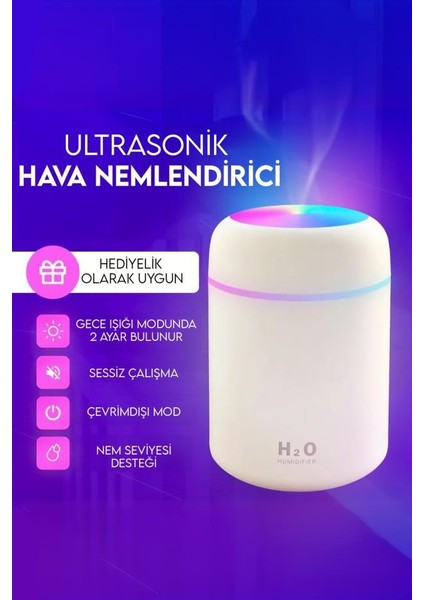H2O Humidifier Hava-Oda- Araç Nemlendirici LED Işıklı Buhar Makinesi Beyaz fiyatları
