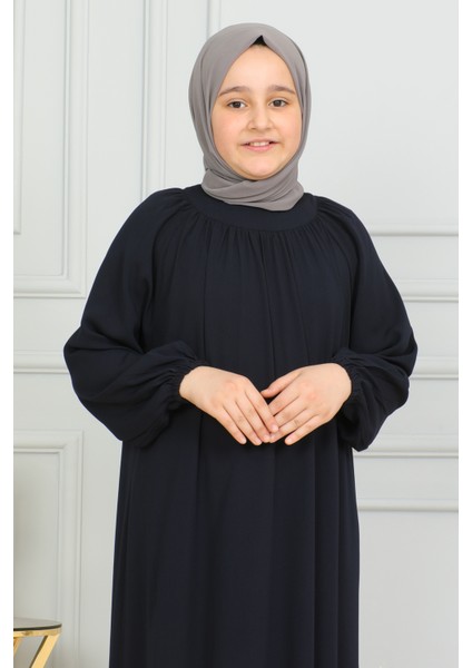 Reglan Kol Büzgülü Çocuk Elbise-Medine Ipeği modelleri