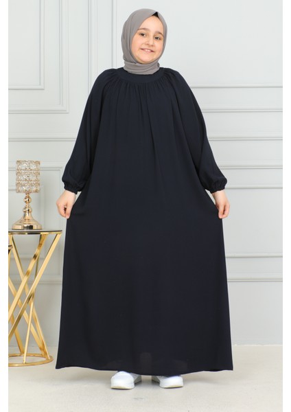 Reglan Kol Büzgülü Çocuk Elbise-Medine Ipeği fırsatları