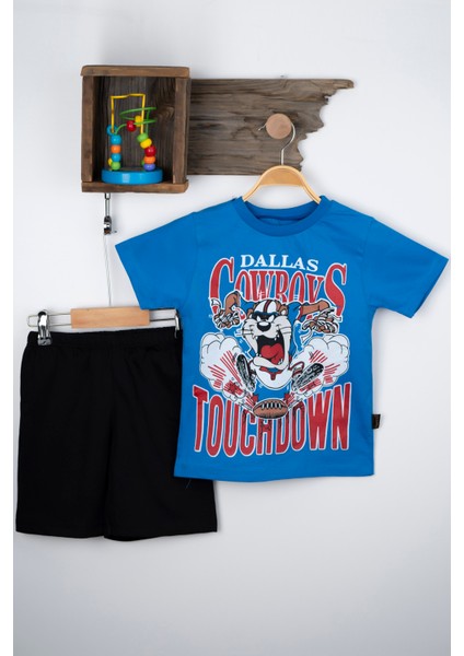 Tazmanya Canavarı Yazlık Erkek Takım 3-4-5-6 Yaş Çoçuk Takım Yazlık T-Shirt Alt Üst Takım %100 Pamuk