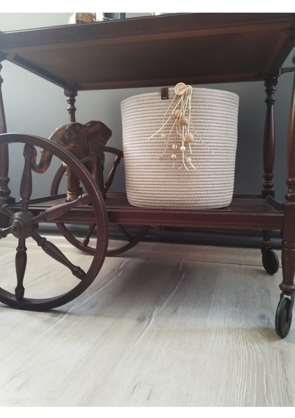 Çok Amaçlı Dekoratif Organizer Jüt Ip Ekru Sepet 25X25