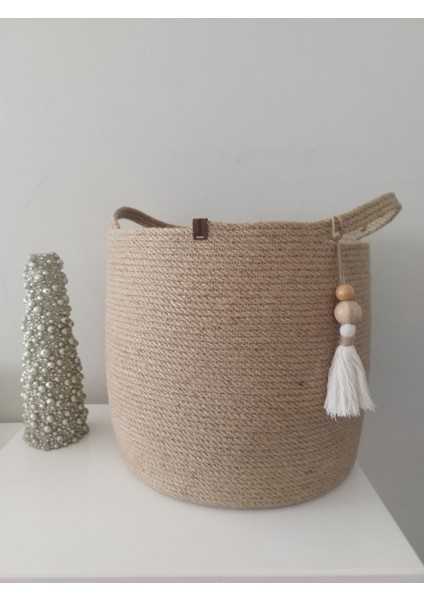 Çok Amaçlı Dekoratif Organizer Hasır Sepet 35X35