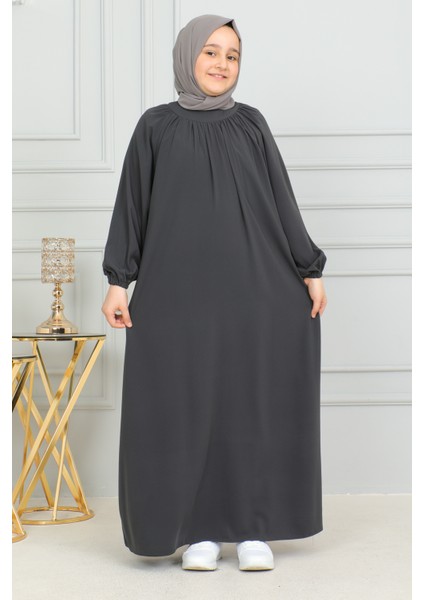 Reglan Kol Büzgülü Çocuk Elbise-Medine Ipeği