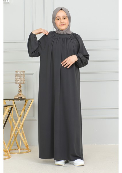 Reglan Kol Büzgülü Çocuk Elbise-Medine Ipeği indirimleri