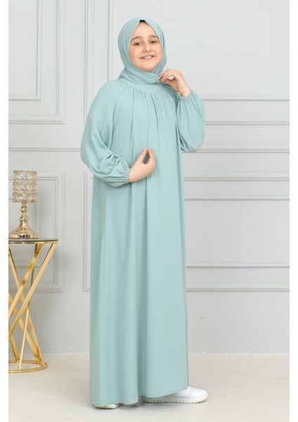 Reglan Kol Büzgülü Çocuk Elbise-Medine Ipeği