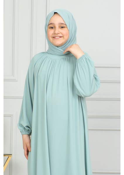 Reglan Kol Büzgülü Çocuk Elbise-Medine Ipeği fiyatları