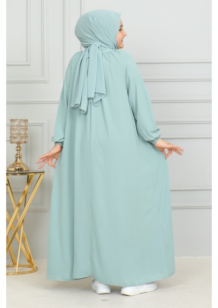 Reglan Kol Büzgülü Çocuk Elbise-Medine Ipeği fırsatları